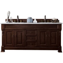 Brookfield 72" Free Standing Double Basin Vanity Set with White Poplar Cabinet and Eternal Jasmine Pearl Quartz Vanity Top