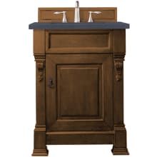 Brookfield 26" Free Standing Single Basin Vanity Set with White Poplar Cabinet and Charcoal Soapstone Quartz Vanity Top