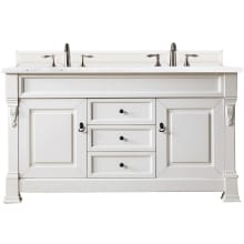Brookfield 60" Free Standing Double Wood Vanity Set with Solid Surface Top