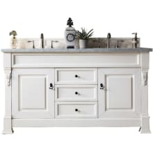 Brookfield 60" Free Standing Double Wood Vanity Set with Marble Top