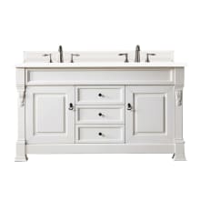 Brookfield 60" Free Standing Double Basin Vanity Set with Wood Cabinet and 3cm Quartz Vanity Top