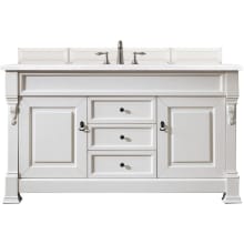 Brookfield 60" Free Standing Single Wood Vanity Set with Solid Surface Top