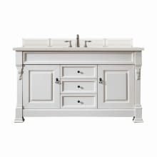 Brookfield 60" Single Basin Wood Vanity Set with 3cm Lime Delight Silestone Quartz Vanity Top and Rectangular Sink - 8" Faucet Centers