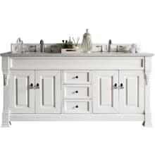 Brookfield 72" Free Standing Double Wood Vanity Set with Solid Surface Top
