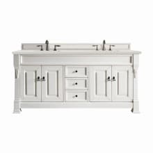 Brookfield 72" Double Basin Wood Vanity Set with 3cm Lime Delight Silestone Quartz Vanity Top and Rectangular Sinks - 8" Faucet Centers