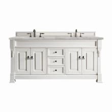 Brookfield 72" Double Basin Wood Vanity Set with 3cm Victorian Silver Silestone Quartz Vanity Top and Rectangular Sinks - 8" Faucet Centers