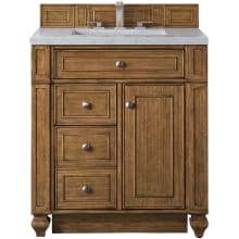 Bristol 30" Free Standing Single Basin Hardwood Vanity Set with Arctic Fall Solid Surface Top