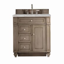 Bristol 30" Single Basin Walnut Wood Vanity Set with 3cm Victorian Silver Silestone Quartz Vanity Top and Rectangular Sink