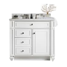 Bristol 36" Free Standing Single Basin Hardwood Vanity Set with Arctic Fall Solid Surface Top