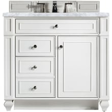 Bristol 36" Free Standing Single Basin Hardwood Vanity Set with Carrara Marble Top