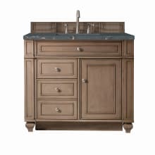 Bristol 36" Single Basin Walnut Wood Vanity Set with 3cm Parisien Bleu Silestone Quartz Vanity Top and Rectangular Sink