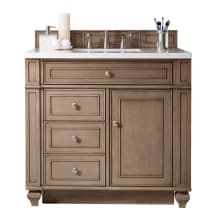 Bristol 36" Free Standing Single Basin Vanity Set with Wood Cabinet and 3cm Quartz Vanity Top
