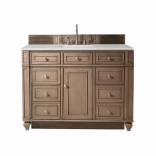 Bristol 48" Single Basin Walnut Wood Vanity Set with 3cm Lime Delight Silestone Quartz Vanity Top and Rectangular Sink