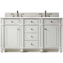 Bristol 60" Free Standing Double Basin Hardwood Vanity Set with Arctic Fall Solid Surface Top
