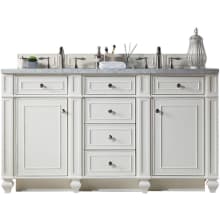 Bristol 60" Free Standing Double Basin Hardwood Vanity Set with Carrara Marble Top