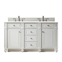 Bristol 60" Free Standing Double Basin Vanity Set with Wood Cabinet and 3cm Quartz Vanity Top