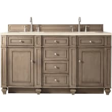 Bristol 60" Free Standing Double Basin Hardwood Vanity Set with 1-3/16" Eternal Marfil Quartz Top