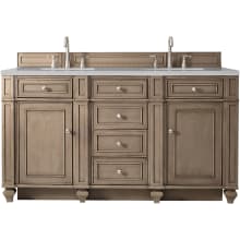 Bristol 60" Free Standing Double Basin Hardwood Vanity Set with 1-3/16" Eternal Serena Quartz Top