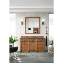 Bristol 60" Free Standing Single Basin Hardwood Vanity Set with Charcoal Soapstone Quartz Top