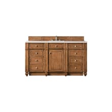 Bristol 60" Free Standing Single Basin Vanity Set with Wood Cabinet and 3cm Quartz Vanity Top