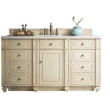 Bristol 60" Free Standing Single Basin Hardwood Vanity Set with Arctic Fall Solid Surface Top