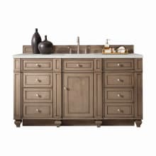 Bristol 60" Single Basin Walnut Wood Vanity Set with 3cm Lime Delight Silestone Quartz Vanity Top and Rectangular Sink