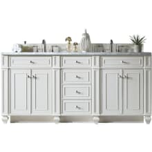 Bristol 72" Free Standing Double Basin Hardwood Vanity Set with Carrara Marble Top