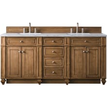 Bristol 72" Free Standing Double Basin Hardwood Vanity Set with Arctic Fall Solid Surface Top