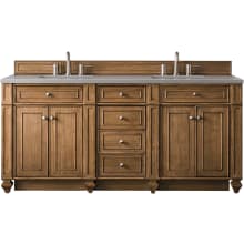 Bristol 72" Free Standing Double Basin Hardwood Vanity Set with Grey Expo Quartz Top