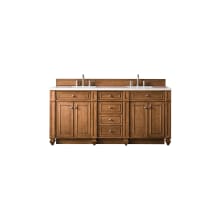 Bristol 72" Free Standing Double Basin Vanity Set with Wood Cabinet and 3cm Quartz Vanity Top