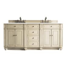 Bristol 72" Free Standing Double Basin Vanity Set with Wood Cabinet and 3cm Quartz Vanity Top