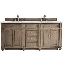 Bristol 72" Free Standing Double Basin Vanity Set with 3 cm Ethereal Noctis Quartz Vanity Top and Rectangular Sinks