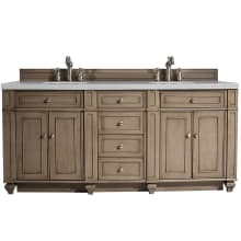 Bristol 72" Free Standing Double Basin Hardwood Vanity Set with 1-3/16" Eternal Serena Quartz Top