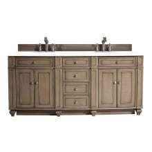 Bristol 72" Free Standing Double Basin Vanity Set with Wood Cabinet and 3cm Quartz Vanity Top