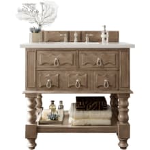 Castilian 36" Free Standing Single Basin Vanity Set with Wood Cabinet and Arctic Fall Stone Composite Vanity Top
