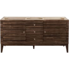 Linear 59" Double Free Standing Wood Vanity Cabinet Only with USB/Electrical Outlet - Less Vanity Top