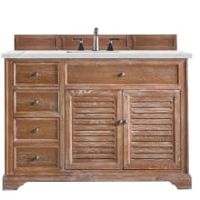 Savannah 48" Free Standing Single Basin Hardwood Vanity Set with 3 cm Ethereal Noctis Quartz Vanity Top and Rectangular Sink