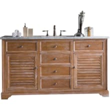 Savannah 60" Free Standing Single Basin Vanity Set with Wood Cabinet and Carrara Marble Vanity Top