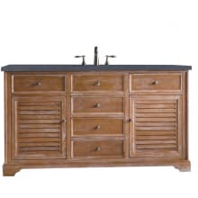 Savannah 60" Free Standing Single Basin Vanity Set with White Oak Cabinet and Charcoal Soapstone Quartz Vanity Top