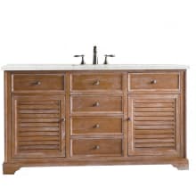 Savannah 60" Free Standing Single Basin Vanity Set with White Oak Cabinet and Eternal Jasmine Pearl Quartz Vanity Top
