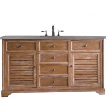 Savannah 60" Free Standing Single Basin Vanity Set with White Oak Cabinet and Grey Expo Quartz Vanity Top