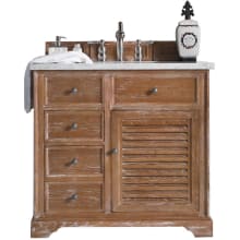 Savannah 36" Free Standing Single Basin Vanity Set with Wood Cabinet and Arctic Fall Stone Composite Vanity Top