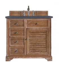 Savannah 36" Free Standing Single Basin Vanity Set with White Oak Cabinet and Charcoal Soapstone Quartz Vanity Top