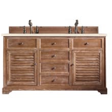 Savannah 60" Free Standing Double Basin Hardwood Vanity Set with Eternal Marfil Quartz Top