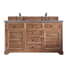 Savannah 60" Free Standing Double Basin Vanity Set with White Oak Cabinet and Grey Expo Quartz Vanity Top