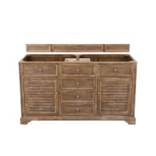 Savannah 60" Double Free Standing Wood Vanity Cabinet Only - Less Vanity Top