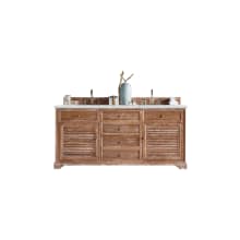 Savannah 72" Free Standing Double Basin Hardwood Vanity Set with 3 cm Ethereal Noctis Quartz Vanity Top and Rectangular Sinks