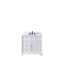 Savannah 36" Free Standing Single Basin Vanity Set with Wood Cabinet and Carrara Marble Vanity Top