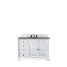 Savannah 48" Free Standing Single Basin Vanity Set with White Oak Cabinet and Grey Expo Quartz Vanity Top