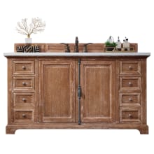 Providence 60" Free Standing Single Basin Vanity Set with Wood Cabinet and Arctic Fall Stone Composite Vanity Top